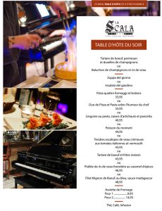 Table d'hôte du soir - Restaurant La Scala Québec