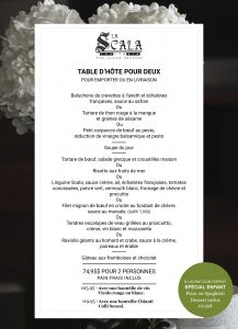 Menu La Scala 12 mai 2021